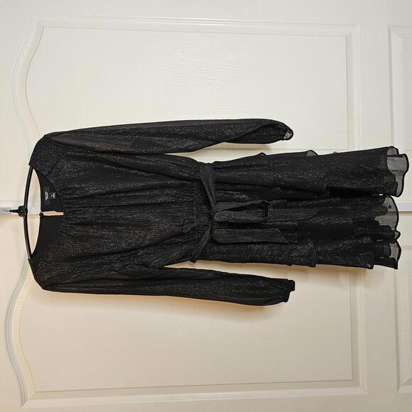 Glamorous Black Sheer Dress with Ruffle Hem - Picture 1 of 5
